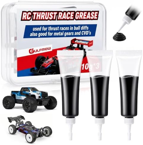RC Grease High Pressure Black Grease, RC Gear Lubricant for Ball Diffs Thrust Races Metal Gears CVDs, High Load Remote Control Car Differential Lubricant for Electric Cars Trucks Parts, 3 Pack