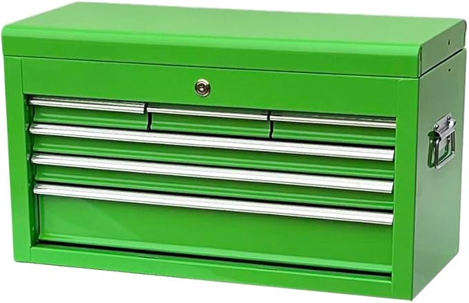 Workington Portable Metal Tool Chest with 6 Drawers, 24" 6-Drawer Tool Chest Cabinet with Ball Bearing Drawer Slides, Steel Tool Storage Box Organizer 4005 Green