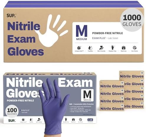 Supmedic SUP Exam Plus® Nitrile Gloves, Powder-Free Disposable Lab Violet