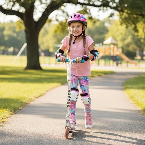 Skateboarding Kids Knee Pads and Elbow Pads Set for Girls 8-12 Years Old