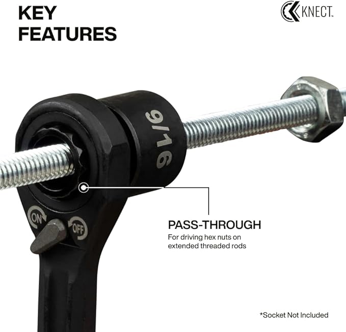 KLEIN TOOLS 65301ADP KNECT (S) Pass Through Ratchet and 1/4-Inch Socket Adapter Set, Compact and Comfortable Hand Tool, Backwards Compatible with 1/4-Inch Square Drive Sockets