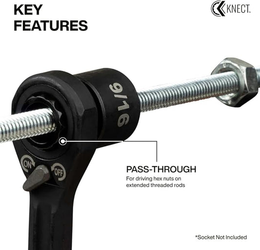 KLEIN TOOLS 65301ADP KNECT (S) Pass Through Ratchet and 1/4-Inch Socket Adapter Set, Compact and Comfortable Hand Tool, Backwards Compatible with 1/4-Inch Square Drive Sockets