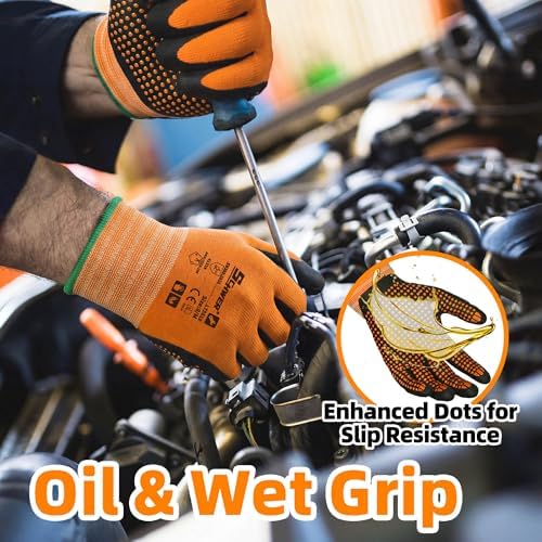 Schwer 120 Pairs Safety Work Gloves, MicroDot Abrasion & Grip, LT5619, S