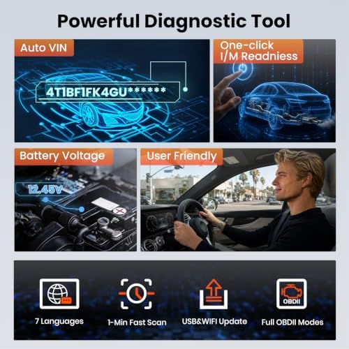 Full Systems OBD2 Scanner Car Diagnostic Tool with ABS SRS Transmission Etc