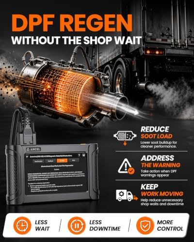ANCEL HD7000 Heavy Duty Truck Scanner with DPF Regen, Speed Limit/Idle Reset, Service Reset, Professional Diesel Diagnostic Tool for Cummins, Detroit, Caterpillar, PACCAR, Volvo, Mack & International