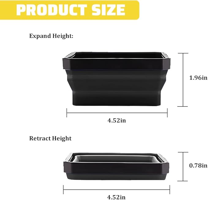 Collapsible Magnetic Car Parts Tray, Foldable Silicone Tool Tray with Magnetic Base, Double-Side Magnet Bowl for Auto Bolts, Screws, Nuts, Small Metal Parts, Universal Fit (Black)
