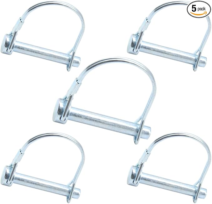 5Pcs Shaft Locking Pin 5/16” Trailers Lock Hitch Lock Pin Zinc Plated Carbon Steel Round Loop Safety Wire Lock Pin Length 2”for Farm Trailers Trolley Wagons Lawn Garden Towing(D-8x50mm)
