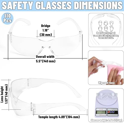 110 PCS Safety Glasses for Men Women, ANSI Z87.1 Eye Protection Glasses
