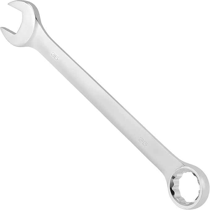 2 Pcs 36 mm Combination Wrench, Forged Steel Metric, Open and Box End, 15-Degree Offset, 12-Point Box End