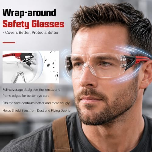 12 Pack Clear Safety Glasses Bulk for Men Women ANSI Z87.1 UV Protection
