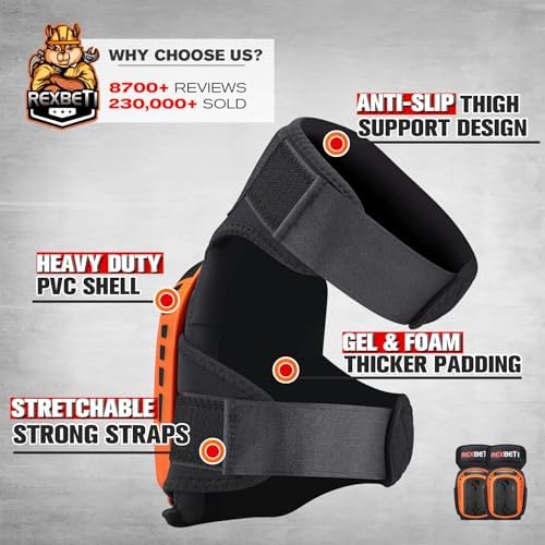 REXBETI Knee Pads for Men, Anti-slip Construction Gel Knee Pads for Work