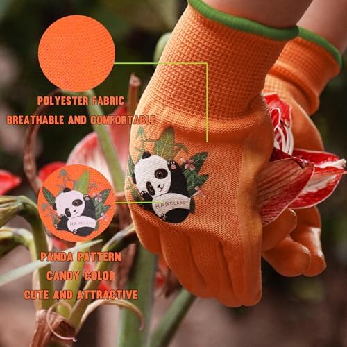 HANDLANDY 2 Pairs Kids Gardening Gloves, Grippy Kids Work Gloves, XL