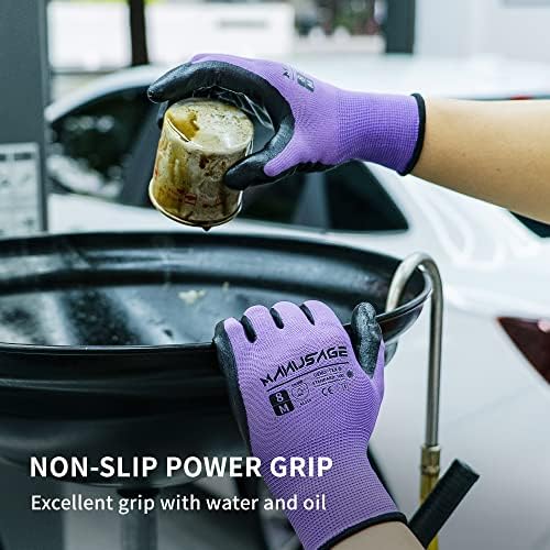 Manusage Safety Work Gloves for Men and Women - Nitrile With Touchscreen Fingers and Grip - Mechanics Gloves (Size XXL, Purple, 24-Pairs)