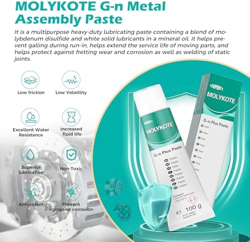 Molykote G-N Plus Paste 100g Molybdenum Disulfide Lubricating Grease for Bearings Gears Gearbox and Threads Assembly & Run-in of Metal Component, Low Friction