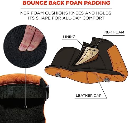 Ergodyne - 18232 Leather Knee Pads, Heavy Duty, ProFlex 230 Brown, One Size