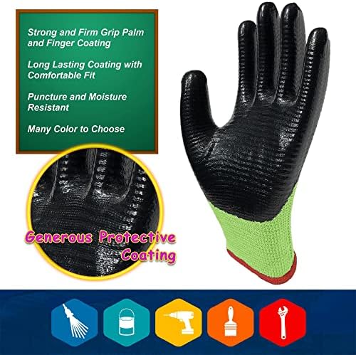 Work Gloves for Men and Women, 8-Pack, Nitrile Coated Safety Gloves Firm Grip