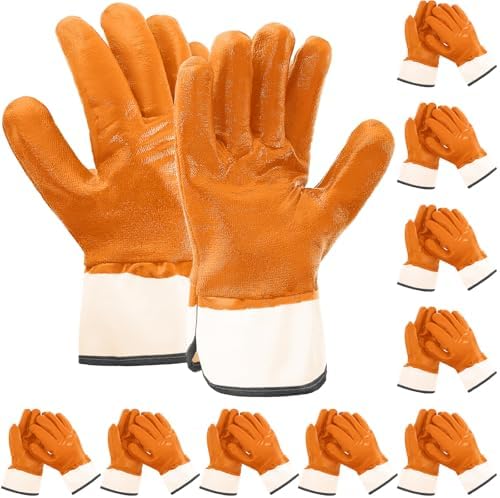 Teenyyou 5/10/15/20/25 Pair Nitrile Coated Oil Work Gloves