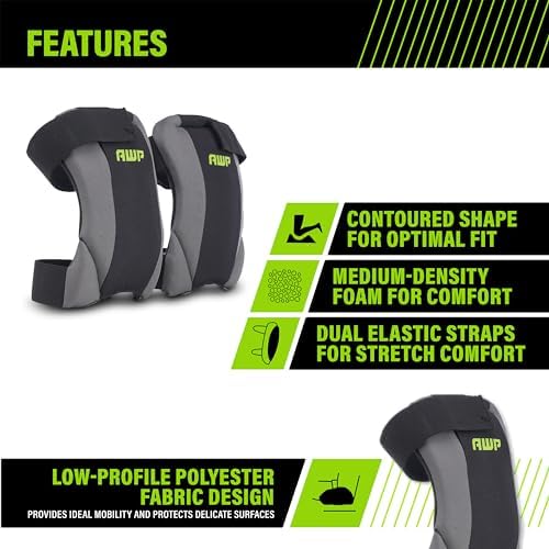 AWP Work Knee Pads, One Size, 1 Pair, Low-Profile Fabric Cap