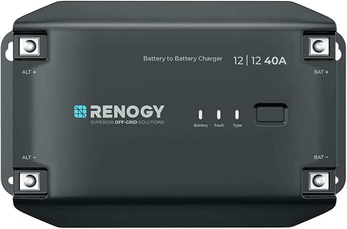 12V 40A DC-DC Battery Charger with LiFePO4 Activation, Waterproof Smart Battery Charger Compatibility with Flooded, Gel, AGM, and Lithium Batteries for RV Marine Truck All Weather