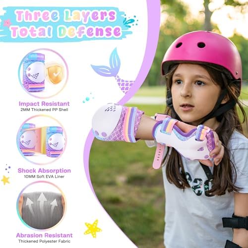 Girls Knee Pads for Kids, Toddler Knee and Elbow Pads Set