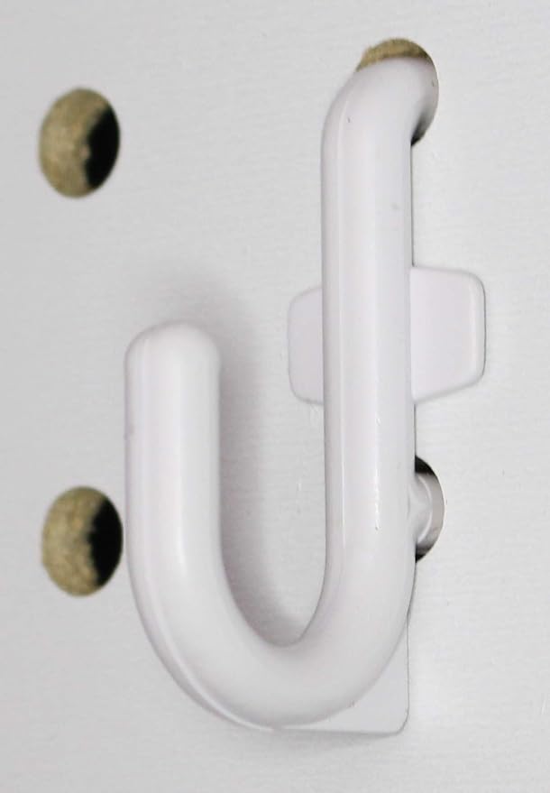 JSP Manufacturing Peg Board Plastic J Hook Style Hooks | Garage Tool Storage Craft Hooks Pegboard Asscessories (50, White)