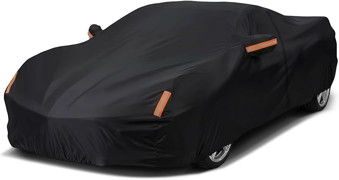 Car Cover Custom Fit for Chevrolet Corvette C4 C5 C6 C7 C8 1980–2026, Outdoor Waterproof All Weather Heavy Duty Full Exterior Cover for Sun Rain Snow UV Dust Protection with Door Zipper