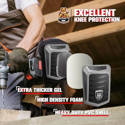 REXBETI Knee Pads for Men, Anti-slip Construction Gel Knee Pads for Work