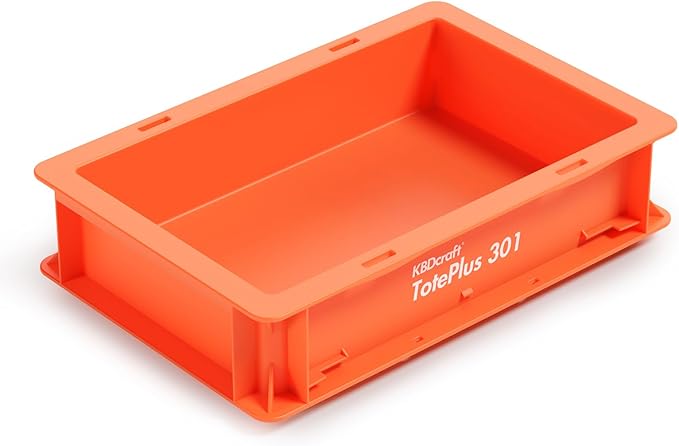 KBDcraft Stackable Storage Bin - Heavy-Duty Plastic Organizer Box and Tray with Straight Walls, small plastic bin totes for storage, 12"x8"x3", 0.5Gal, Orange, 1 Pack