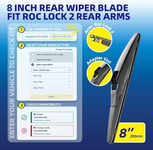 5 PLUS® 8 Inch Rear Windshield Wiper Blade - Original Quality,Quiet Wiping