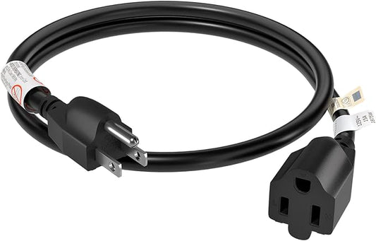 FIRMERST 15 Amp 2 Feet 3 Prong Extension Cord 14 Gauge 1875W Black