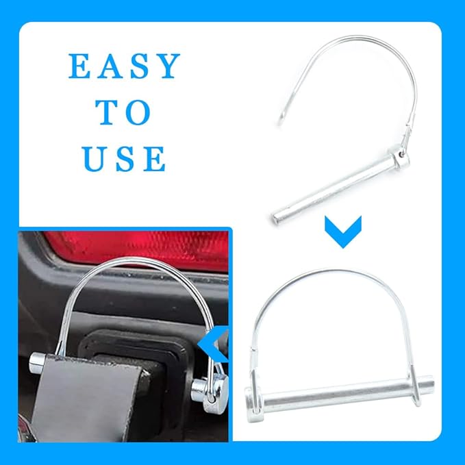 5Pcs Shaft Locking Pin 5/16”Trailers Lock Hitch Lock Pin Zinc Plated Carbon Steel Round Loop Safety Wire Lock Pin Length 2-3/4”for Farm Trailers Trolley Wagons Lawn Garden Towing(D-8x70mm)