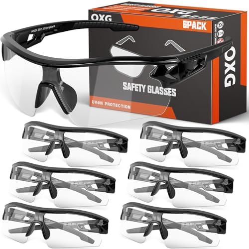 OXG 6 Pack Safety Glasses for Men Women, ANSI Z87.1 Protective Eyewear