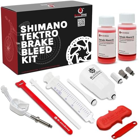 BleedZone Brake Bleed Kit with Mineral Oil for Shimano and Tektro Hydraulic Brakes – Bicycle Maintenance Set for MTB, Road Bikes and Hydraulic Systems