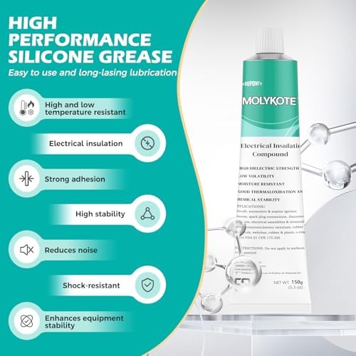Molykote 4 Electrical Insulating Compound 150g/5.3 oz Silicone Grease Adhesive Sealant for Valve O-Rings and Metal Plastic Lubrication, Waterproof Low Volatility Translucent White from Dow Corning DC4