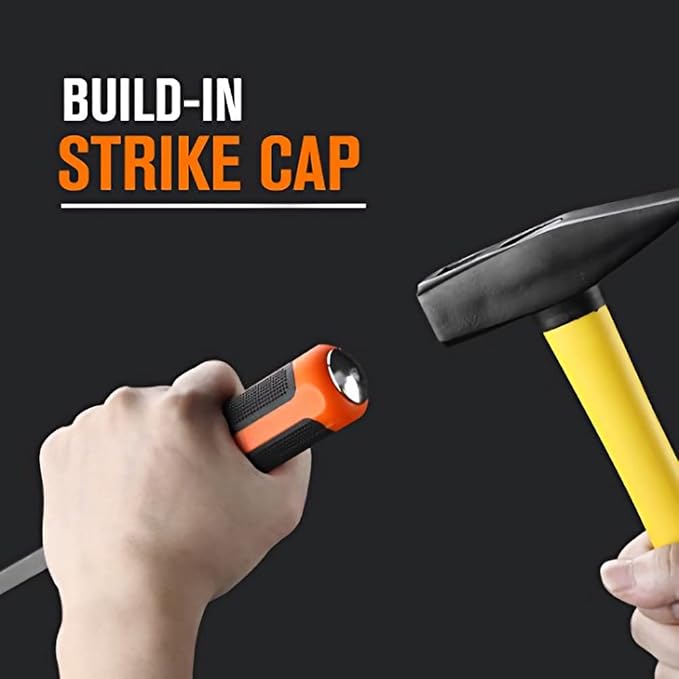 REXBETI 16 Inch Pry Bar Set Thicker Strike Cap Handle, Black Orange, Comfortable Non-Slip Double Angled Tip Handled