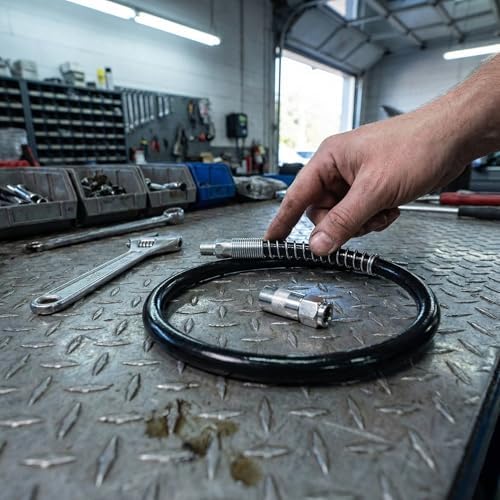 18 Inch Spring Flex Hose Grease Gun Hose Max Working Pressure 10000 PSI Compatible with All 1/8" NPT Grease Gun