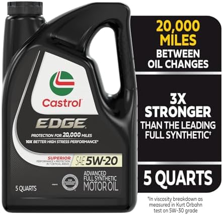 Castrol EDGE 5W-20 Advanced Full Synthetic Motor Oil, 5 Quarts