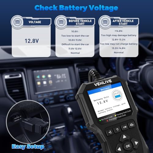 OBD2 Scanner Diagnostic Tool, Check Engine Light Car Code Reader with Reset, Battery Tester, Live Data, Freeze Frame, I/M Readiness, Car Scanner Diagnostic Tool for All OBDII Car After 1996