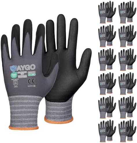KAYGO Safety Work Gloves, MicroFoam Nitrile Coated, Men Women,KG18N