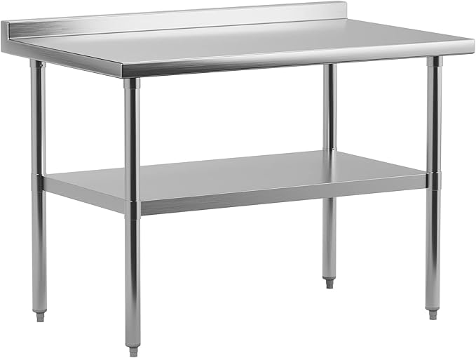DEXSO Stainless Steel Table[36" X 24"][NSF Certified] with Undershelf[Backsplash] Heavy Duty Metal Commercial Kitchen Table for Home, Restaurant, Hotel