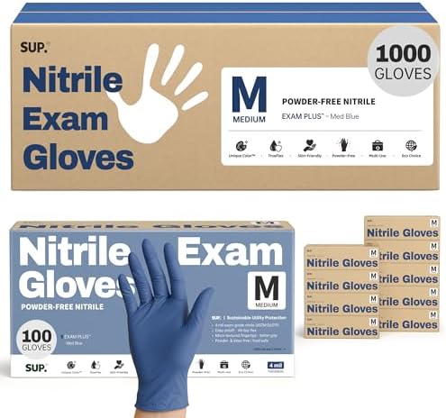 Supmedic SUP Exam Plus® Nitrile Gloves, Powder-Free Disposable Med Blue