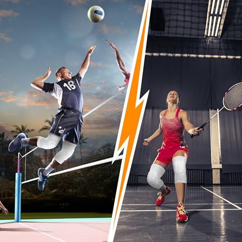 Basketball knee pads, compression leg covers for teenagers and adults, wrestling knee pads, football volleyball, pickleball, weightlifting (1 white short knee pad, X-Large)