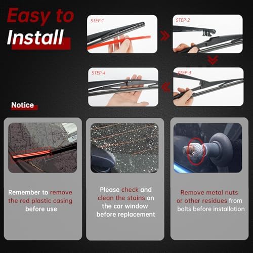 OTUAYAUTO Rear Windshield Wiper Arm Blade Set - Replacement for Lexus GX460 2010-2023 - Factory Style Back Wiper Cover Accessories Assembly for Rear Window