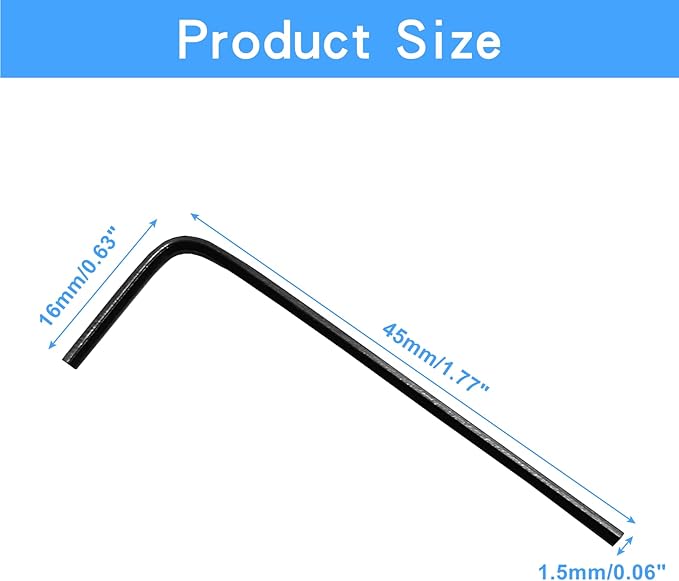 Piutouyar 1.5mm Hex Key Wrench, 60Pcs L Shaped Allen Key Set, Small Hex Wrench for Bike & Furniture Repair (Black)