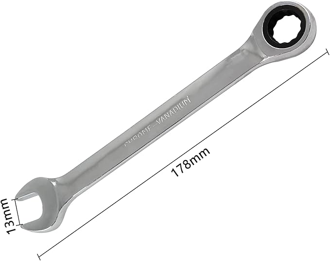 2 Pcs 13mm Ratchet Wrench Metric Ratcheting Wrench Set with 5° Movement and Hardened & 72 Teeth for Projects Metric Tight Spaces