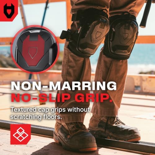NoCry Professional Construction Knee Pads for Men and Women with Non-Slip Heavy Duty Cap and Ankle Support — Thick Foam and Gel Cushioning — Reinforced, Adjustable Straps and Military Grade Rivets