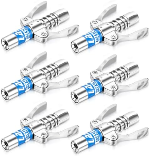 6 Pack Grease Gun Coupler, Dual Lever Quick Lock & Release Grease Tips
