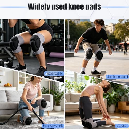 Women Men Knee Pads for Cleaning Floors,House Working,Gardening | Adjustable Straps;Breathable High Elastic Fabric;Thick Foam Cushion；Suitable for thigh circumferences of 13.8–15.3''