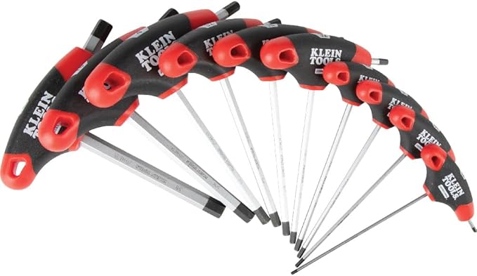 Klein Tools JTH410E T-Handle Hex Key Set, SAE Inch Sizes Allen Wrench Set with 4-Inch Blades, Stand Included, 10-Piece