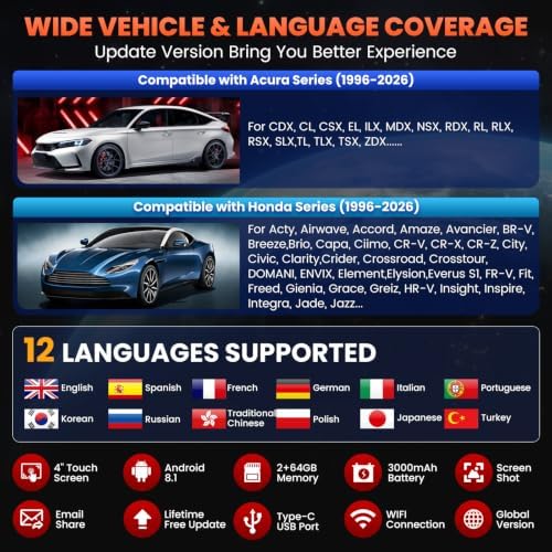 2026 LAUNCH Creader Elite V3.0 for Honda Acura Bi-Directional Scan Tool